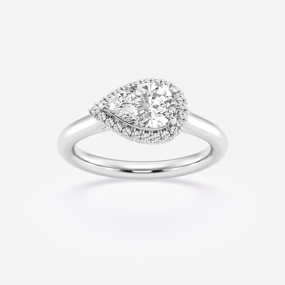 1/10 ctw Pear Lab Grown Diamond East-West Halo Engagement Ring
