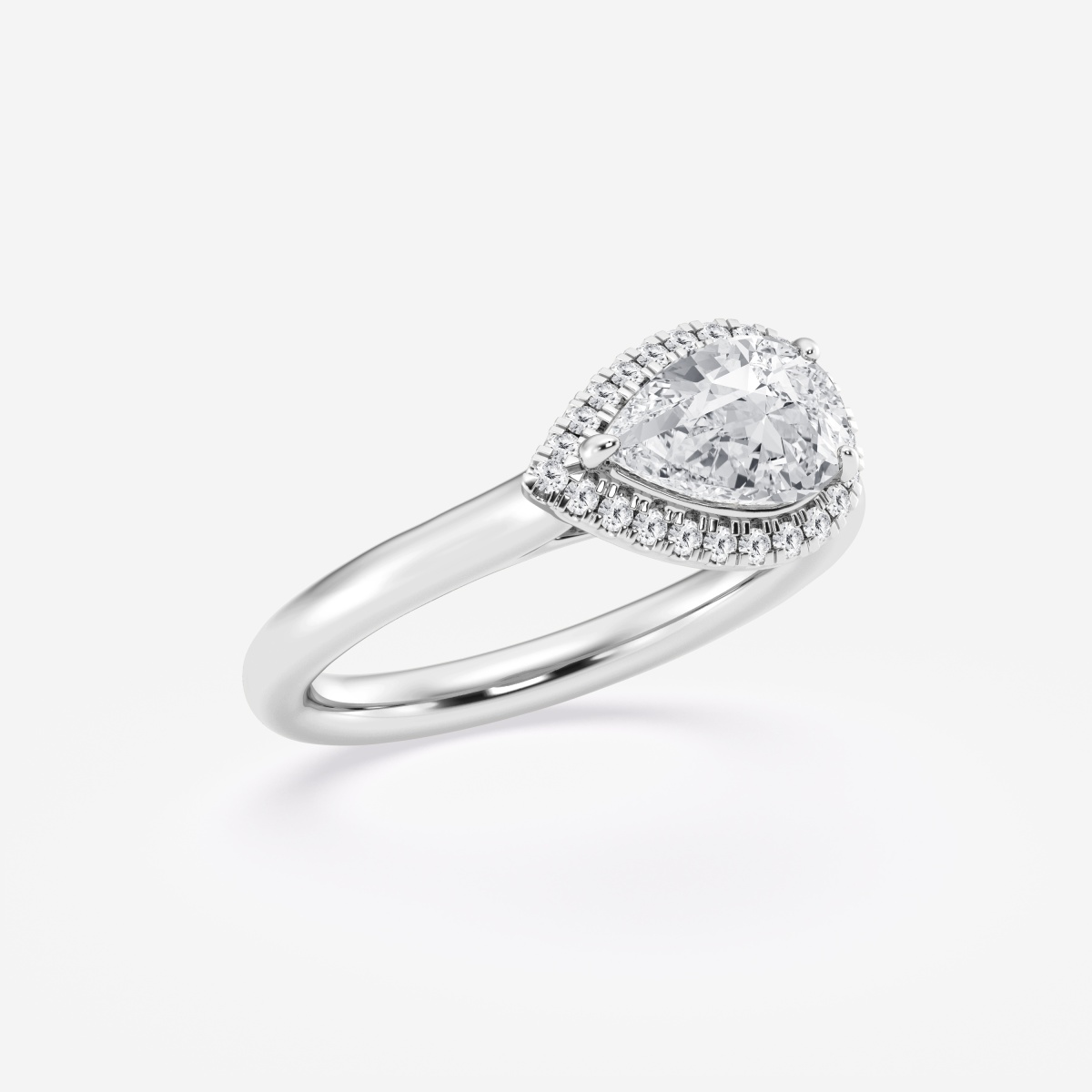 Additional Image 1 for  1/10 ctw Pear Lab Grown Diamond East-West Halo Engagement Ring