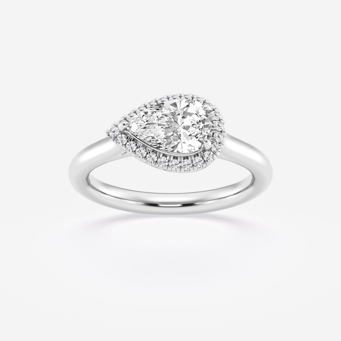 1/10 ctw Pear Lab Grown Diamond East-West Halo Engagement Ring