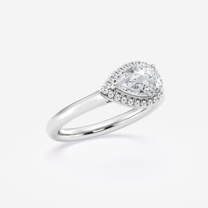 1/10 ctw Pear Lab Grown Diamond East-West Halo Engagement Ring