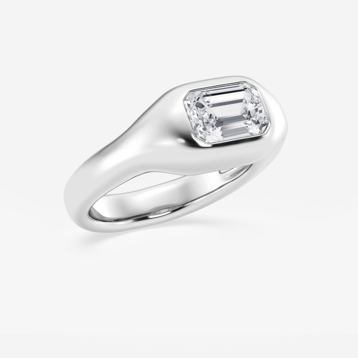 2 ctw Emerald Lab Grown Diamond Bold Bezel Solitaire Engagement Ring