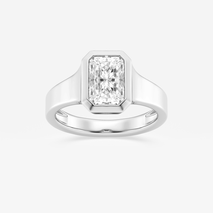 2 ctw Radiant Lab Grown Diamond Bezel Set Wide Band Solitaire Engagement Ring