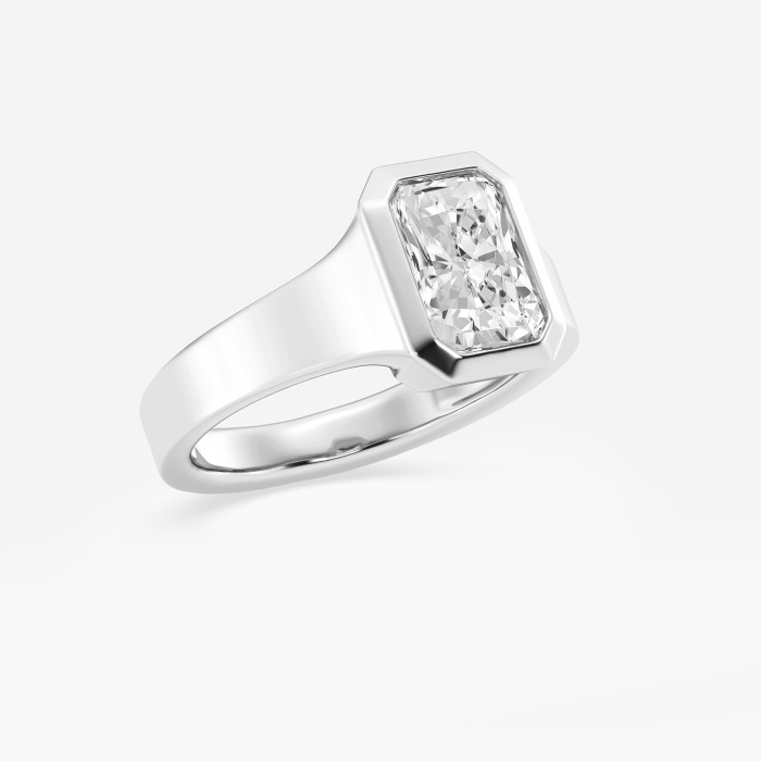 2 ctw Radiant Lab Grown Diamond Bezel Set Wide Band Solitaire Engagement Ring