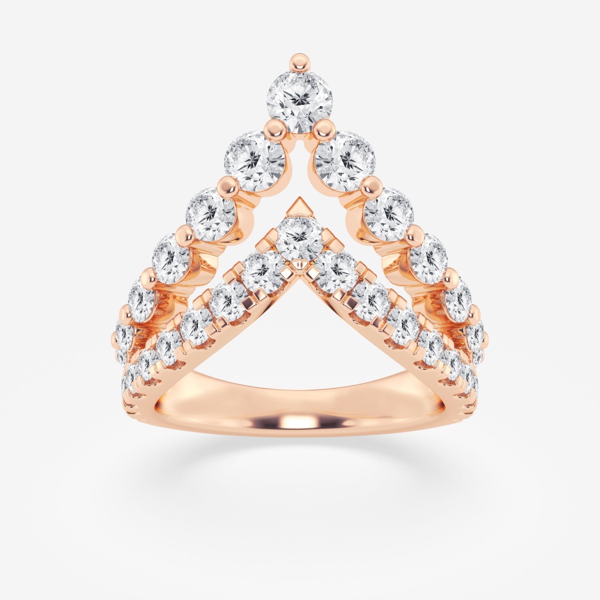 2 1/4 ctw Lab Grown Diamond Round Double Chevron Ring Wedding Band