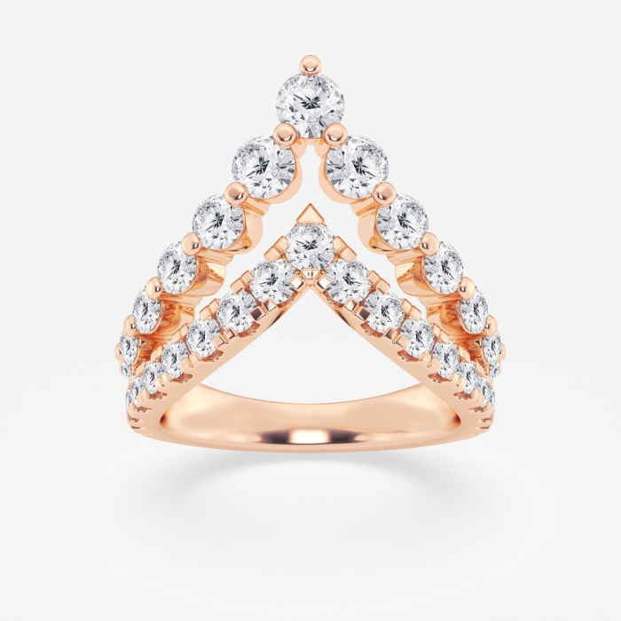 2 1/4 ctw Lab Grown Diamond Round Double Chevron Ring Wedding Band