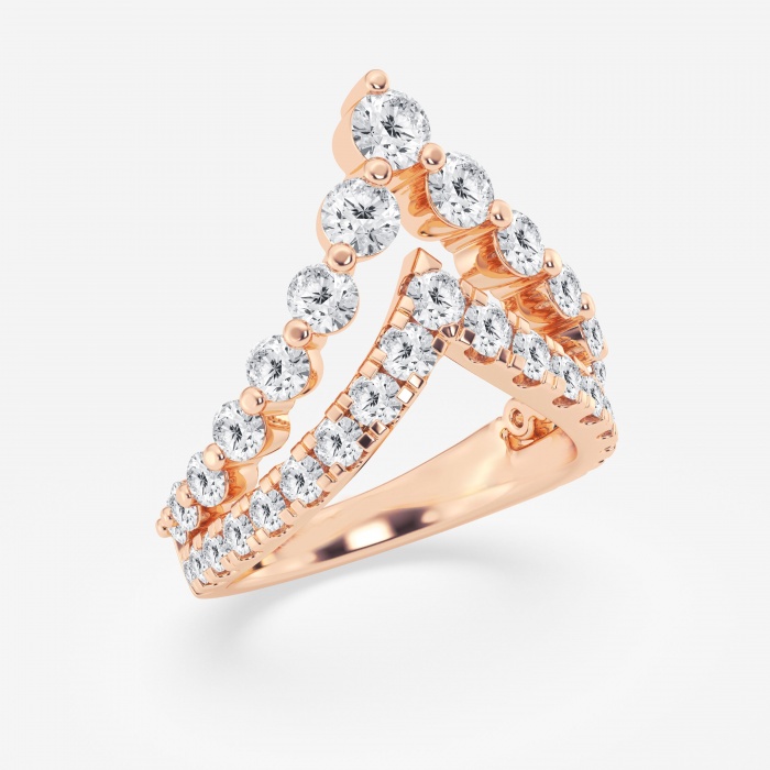 2 1/4 ctw Lab Grown Diamond Round Double Chevron Ring Wedding Band