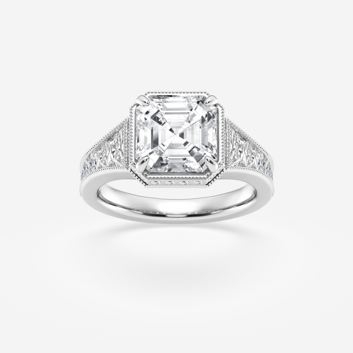 3 1/2 ctw Asscher Old Mine Cut Lab Grown Diamond Engagement Ring
