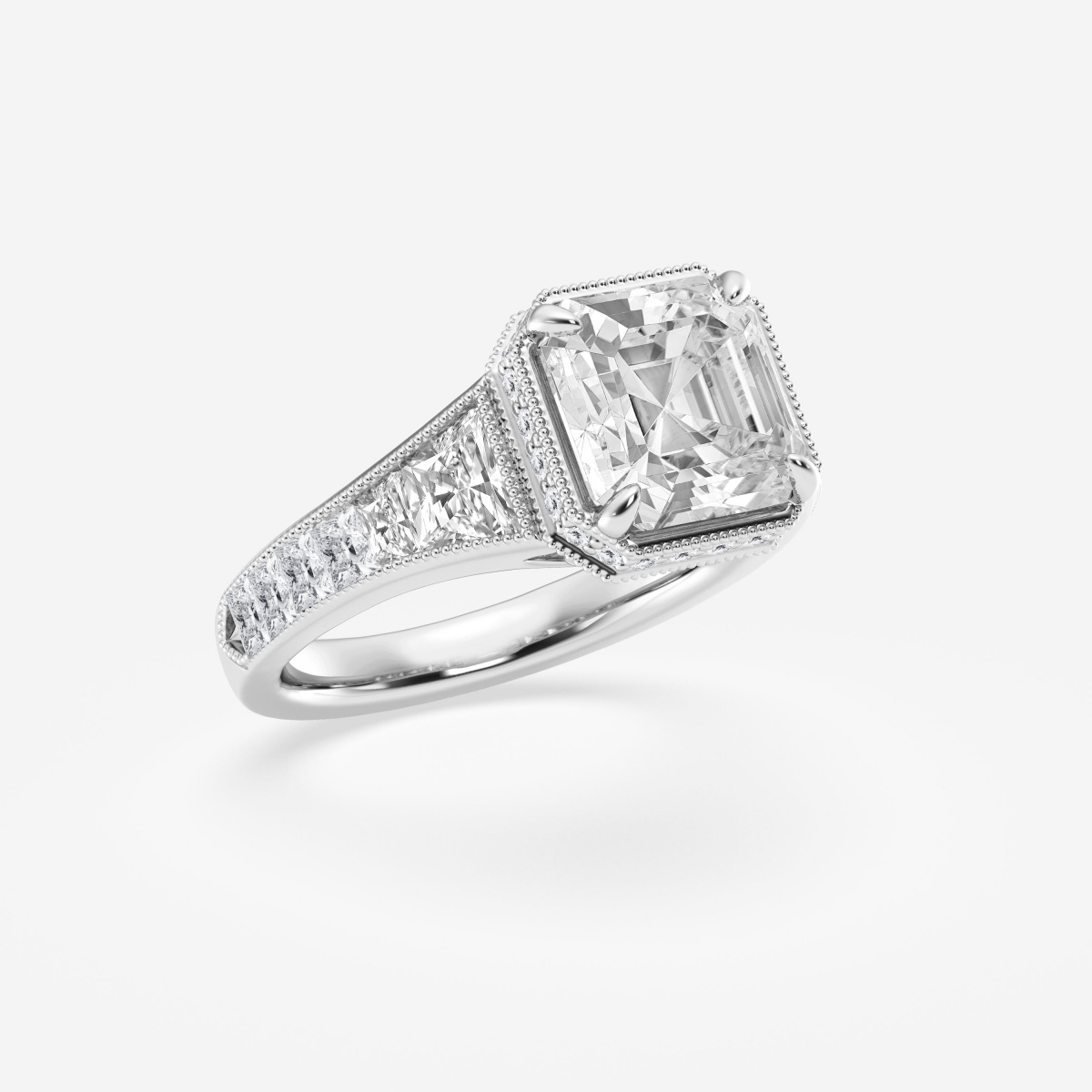 Additional Image 2 for  3 1/2 ctw Asscher Old Mine Cut Lab Grown Diamond Engagement Ring