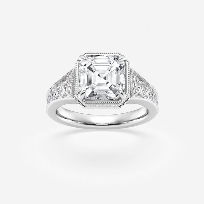 3 1/2 ctw Asscher Old Mine Cut Lab Grown Diamond Engagement Ring