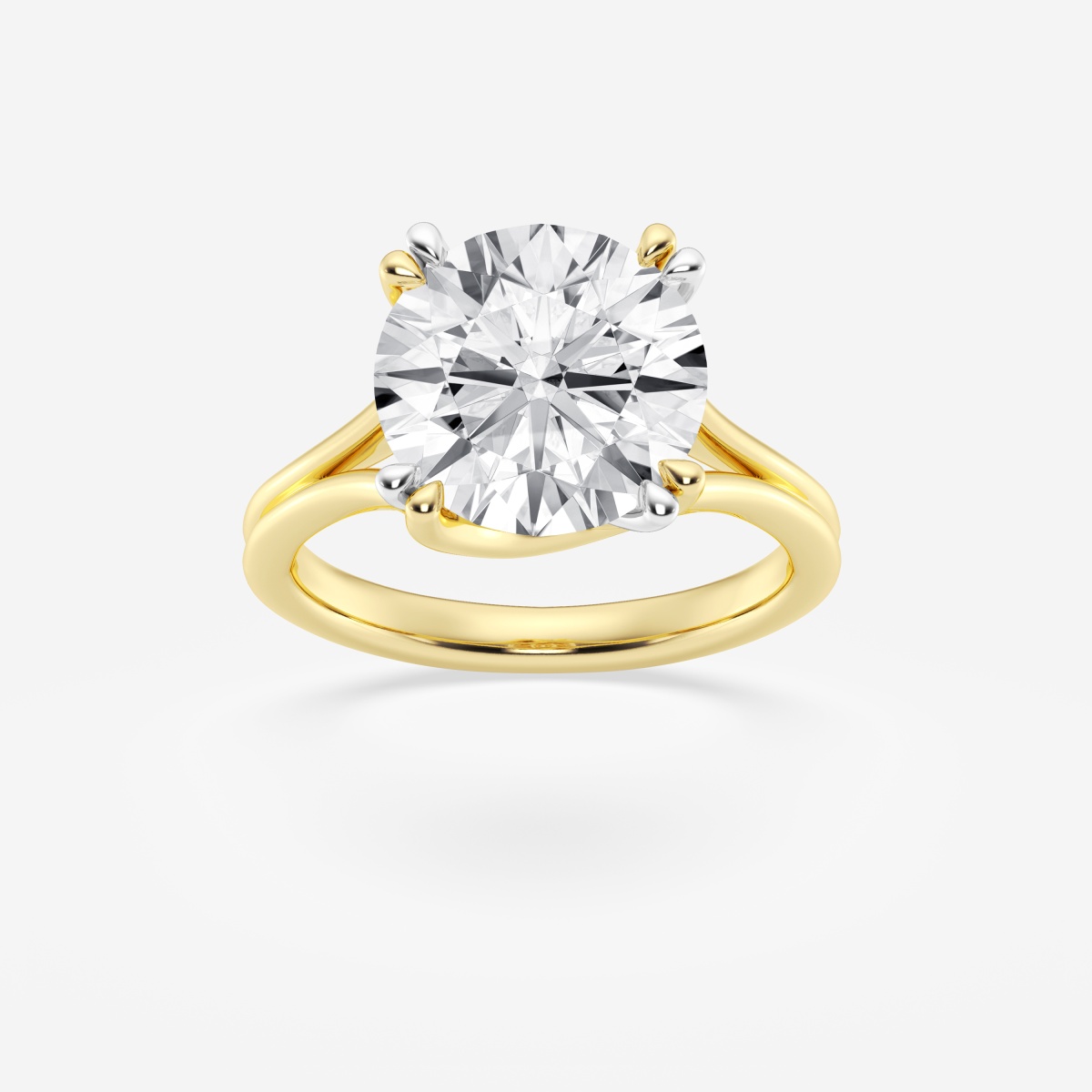 5 ctw Round Lab Grown Diamond Two Tone Double Prong Hidden Halo Engagement Ring