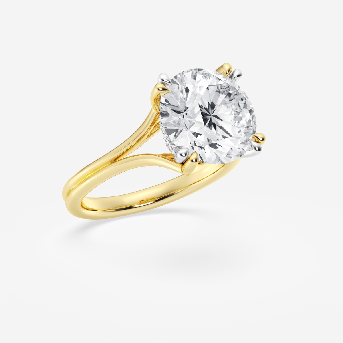 Additional Image 1 for  5 ctw Round Lab Grown Diamond Two Tone Double Prong Hidden Halo Engagement Ring