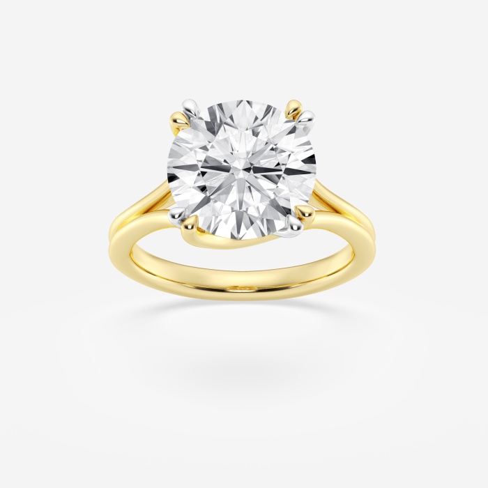 5 ctw Round Lab Grown Diamond Two Tone Double Prong Hidden Halo Engagement Ring