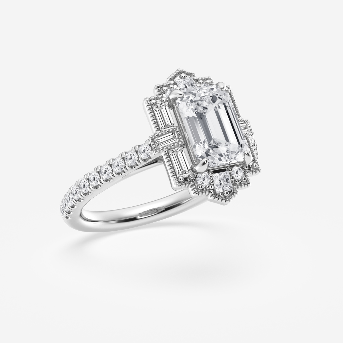 Additional Image 1 for  2 2/3 ctw Multi-Shape Lab Grown Diamond Vintage Inspired Art Deco Engagement Ring