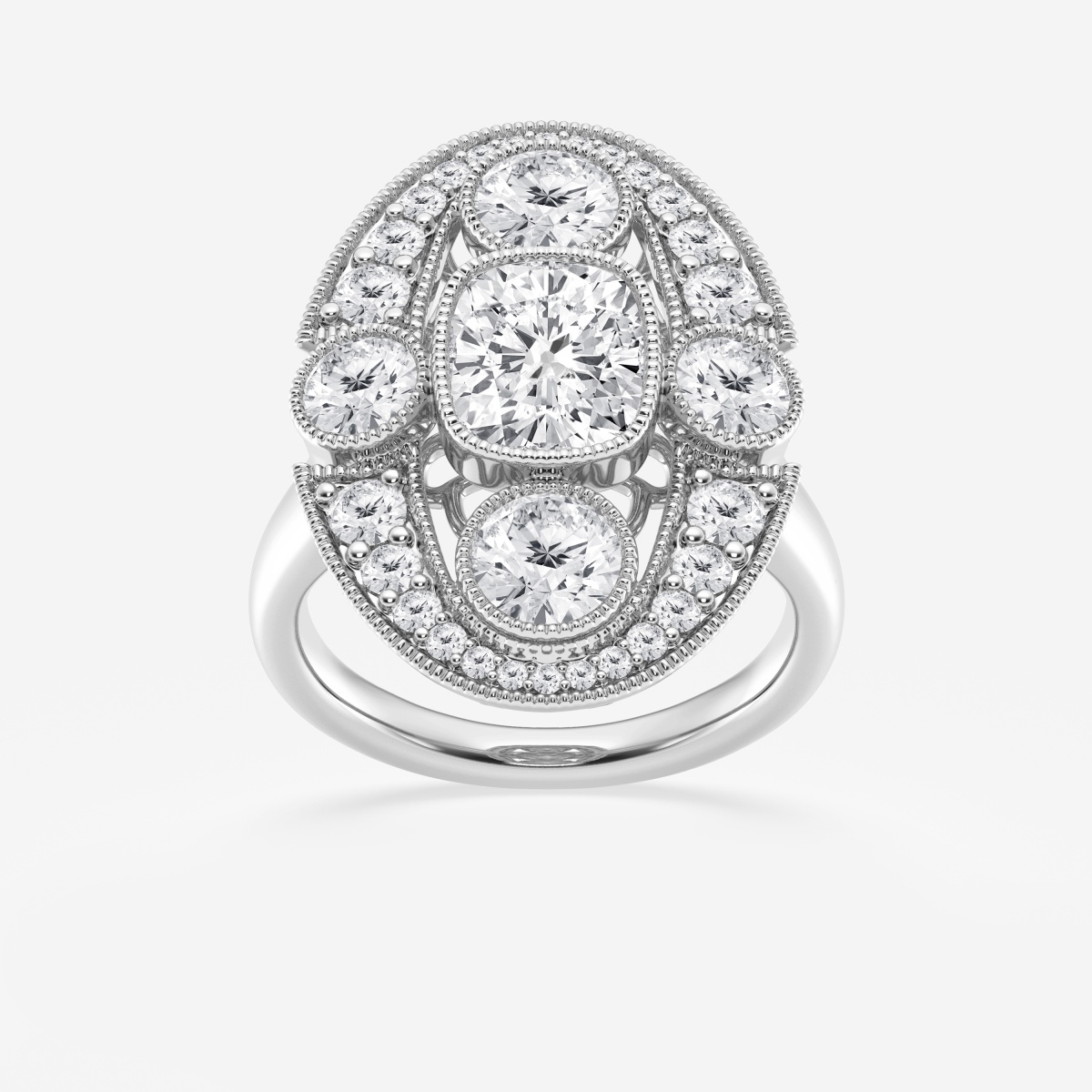 4 1/5 ctw Cushion Lab Grown Diamond Vintage Inspired Engagement Ring