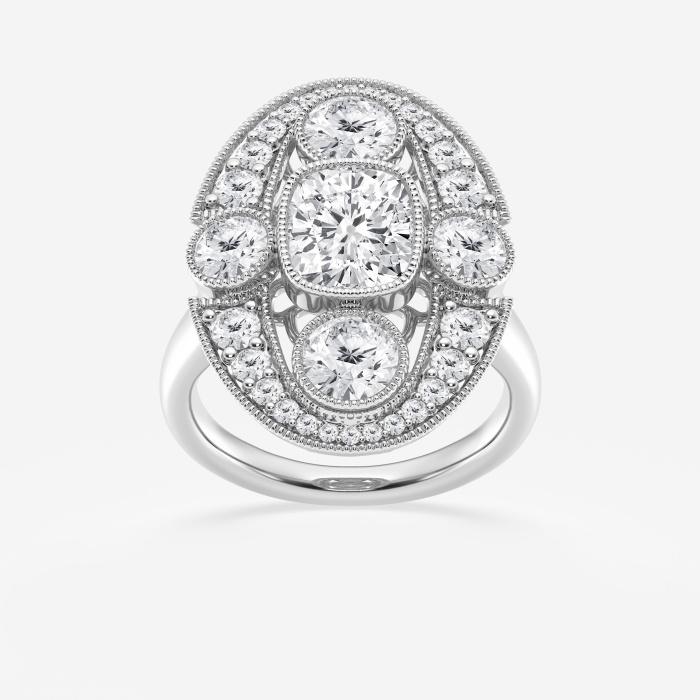 4 1/5 ctw Cushion Lab Grown Diamond Vintage Inspired Engagement Ring