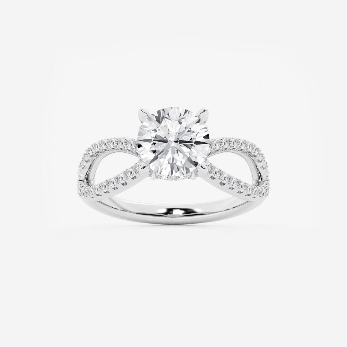 2 1/2 ctw Round Lab Grown Diamond Twist Shank Hidden Halo Engagement Ring