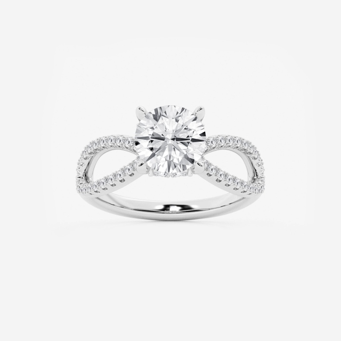 2 1/2 ctw Round Lab Grown Diamond Twist Shank Hidden Halo Engagement Ring