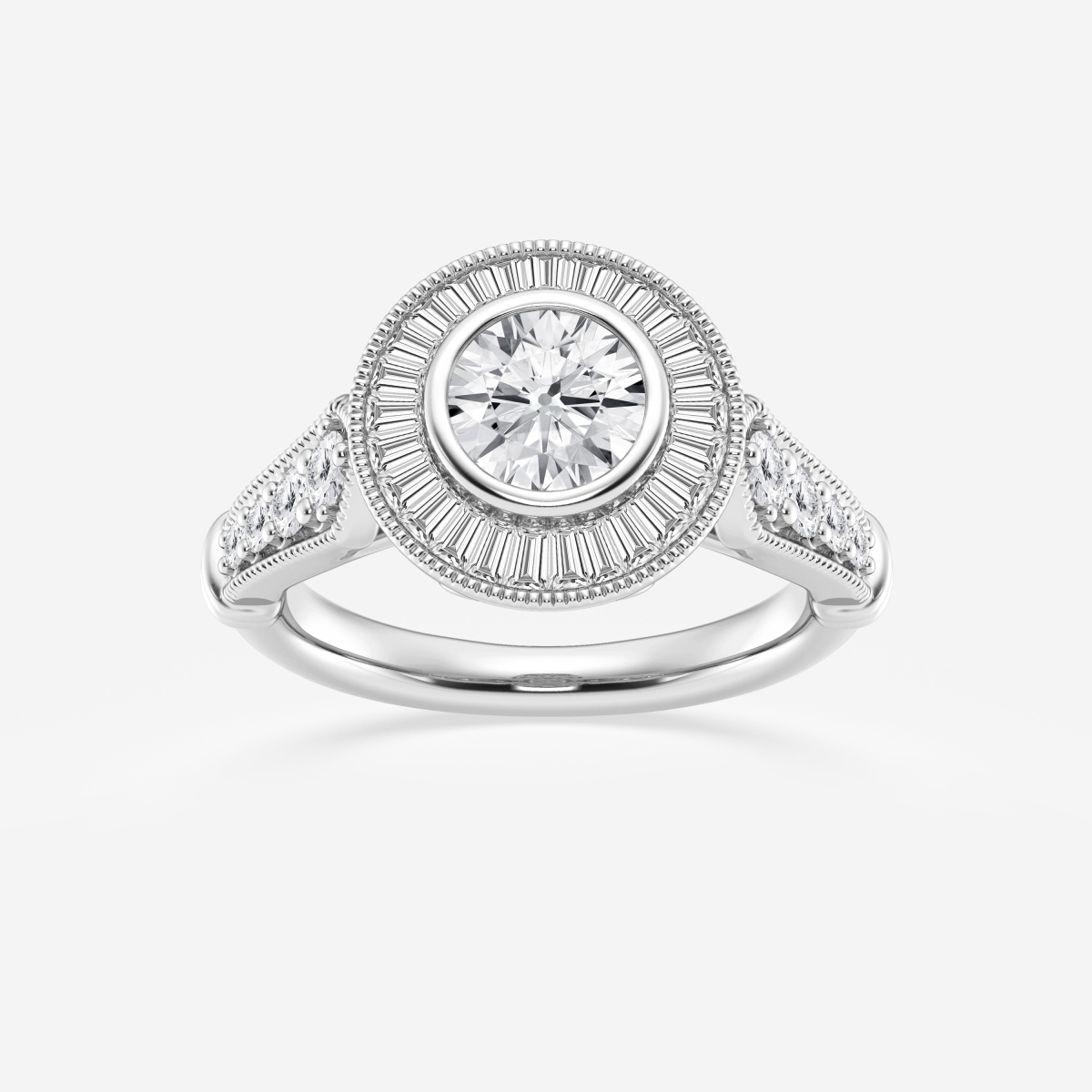 1 3/4 ctw Round Lab Grown Diamond Vintage Inspired Old Mine Cut Engagement Ring