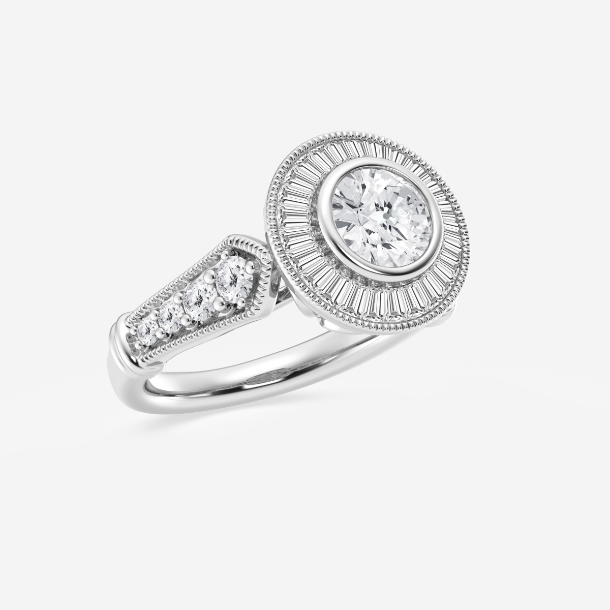 Additional Image 1 for  1 3/4 ctw Round Lab Grown Diamond Vintage Inspired Old Mine Cut Engagement Ring