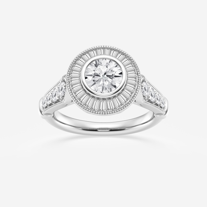 1 3/4 ctw Round Lab Grown Diamond Vintage Inspired Old Mine Cut Engagement Ring