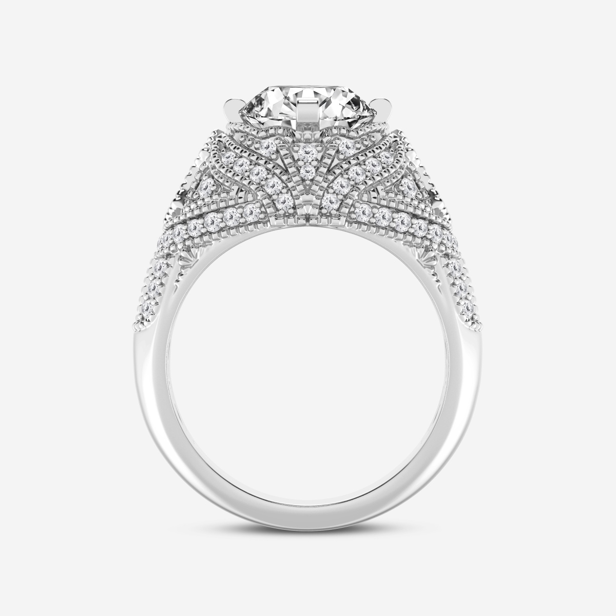 Additional Image 1 for  2 1/2 ctw Round Lab Grown Diamond Vintage Inspired Old Mine Cut Edwardian Style Engagement Ring