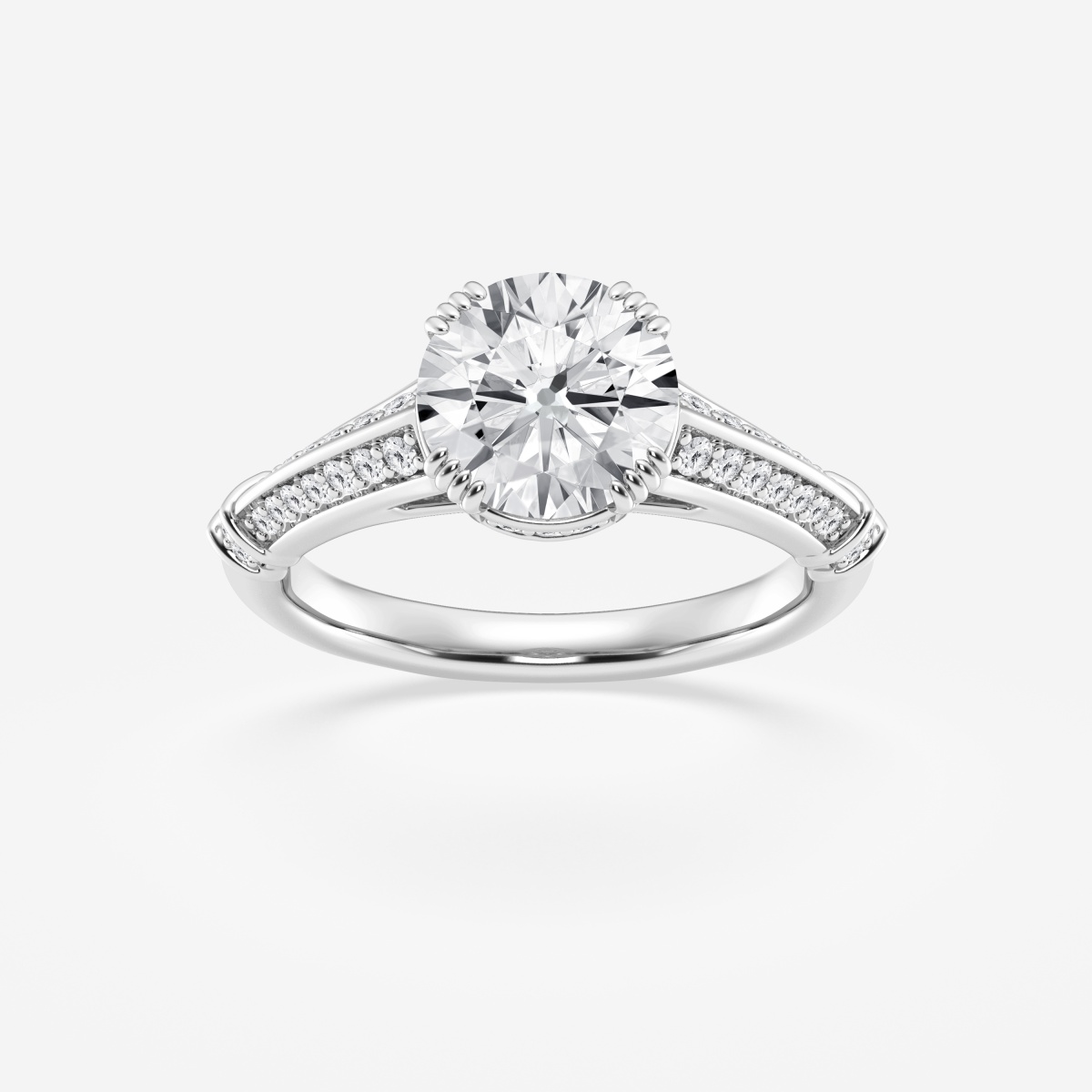 2 1/3 ctw Round Lab Grown Diamond Vintage Inspired Old Mine Cut Edwardian Style Knife Edge Engagement Ring