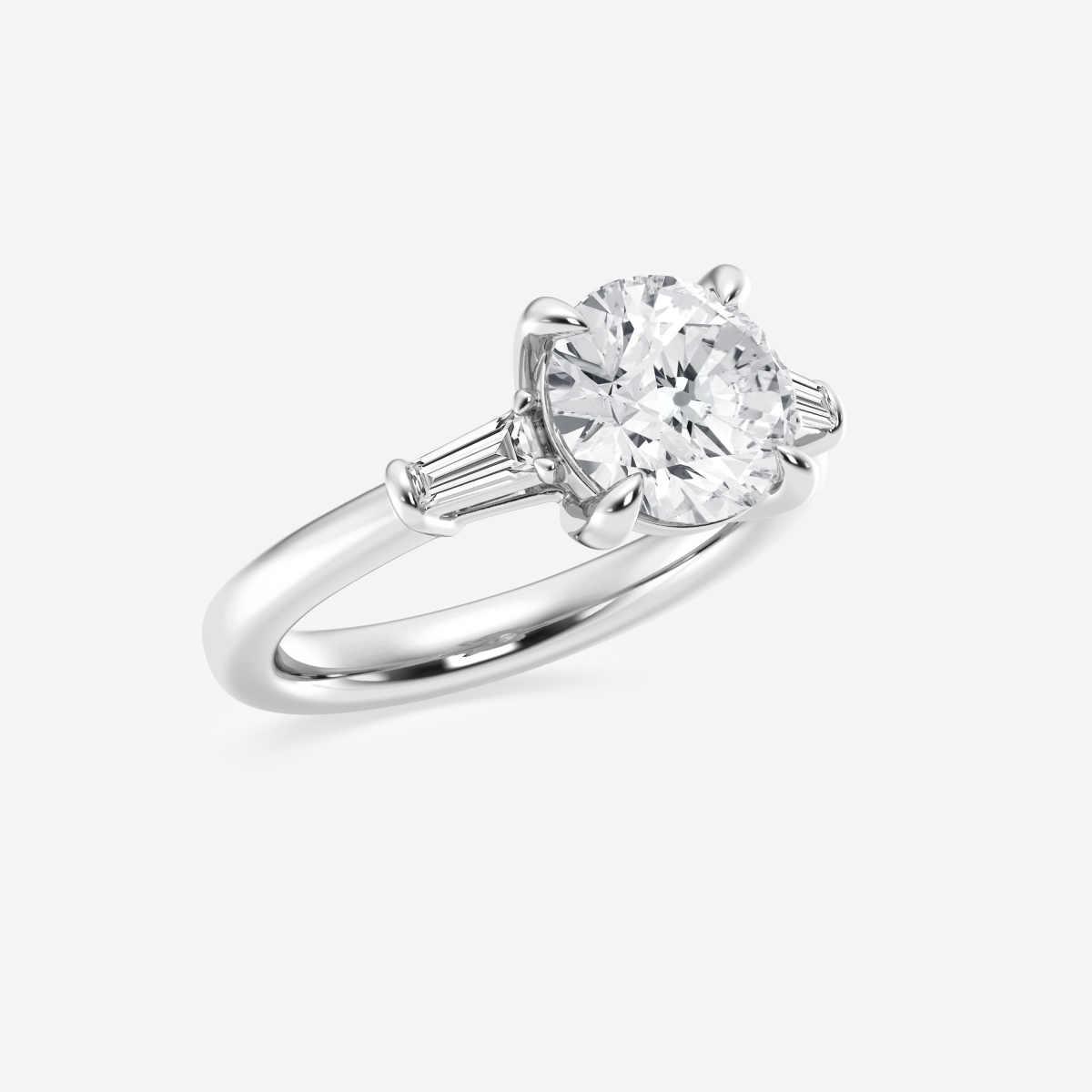 Additional Image 1 for  3 2/3 ctw Round Lab Grown Diamond Old Mine Cut Engagement Ring with Baguette Side Stones