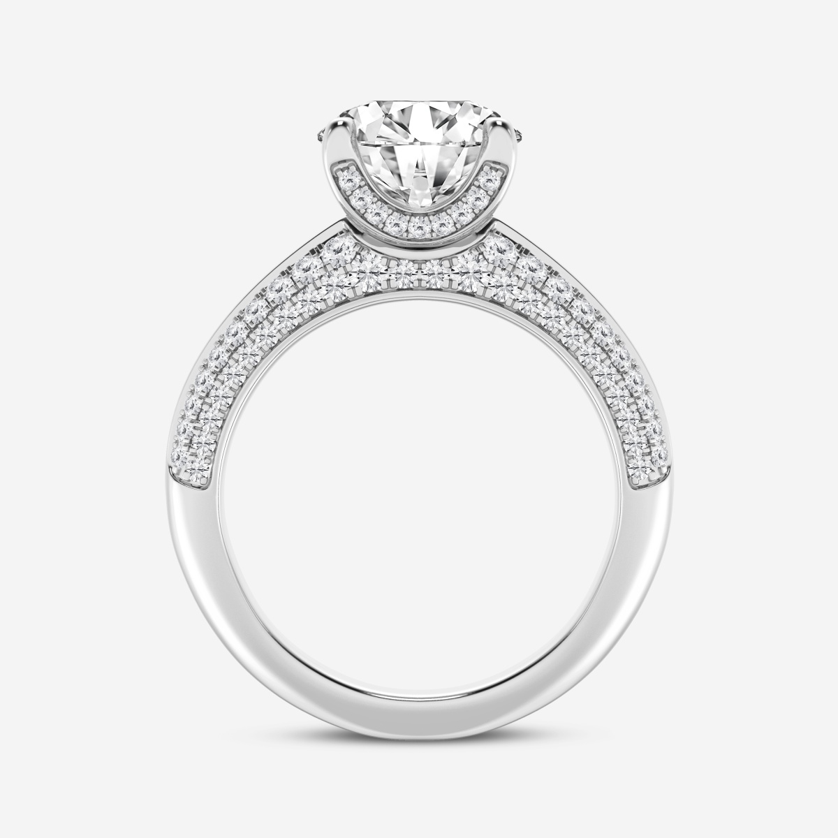 Additional Image 1 for  3 1/2 ctw Round Lab Grown Diamond Old Mine Cut in Micro Pave Setting Side Stone Engagement Ring