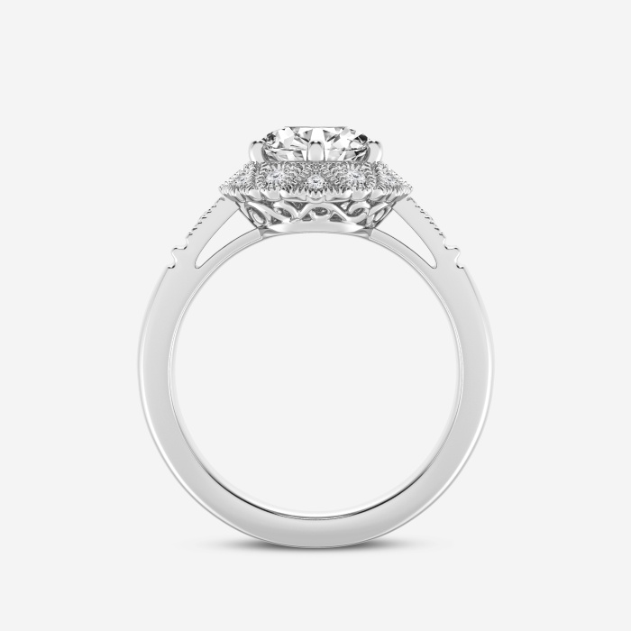 2 ctw Round Lab Grown Diamond Old Mine Cut Milgrain Halo Engagement Ring