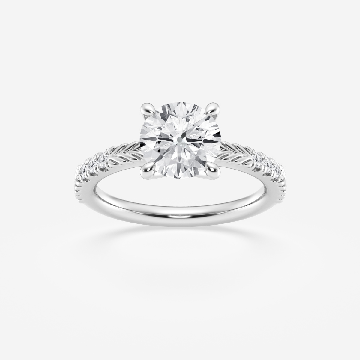2 ctw Round Lab Grown Diamond Old Mine Cut Filigree Side Stone Engagement Ring