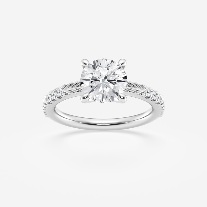 2 ctw Round Lab Grown Diamond Old Mine Cut Filigree Side Stone Engagement Ring