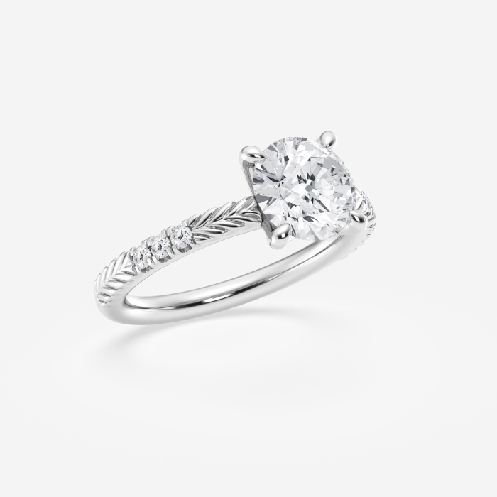 2 ctw Round Lab Grown Diamond Old Mine Cut Filigree Side Stone Engagement Ring