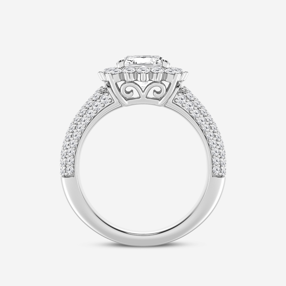 Additional Image 2 for  3 ctw Cushion Lab Grown Diamond Old Mine Cut Halo Engagement Ring