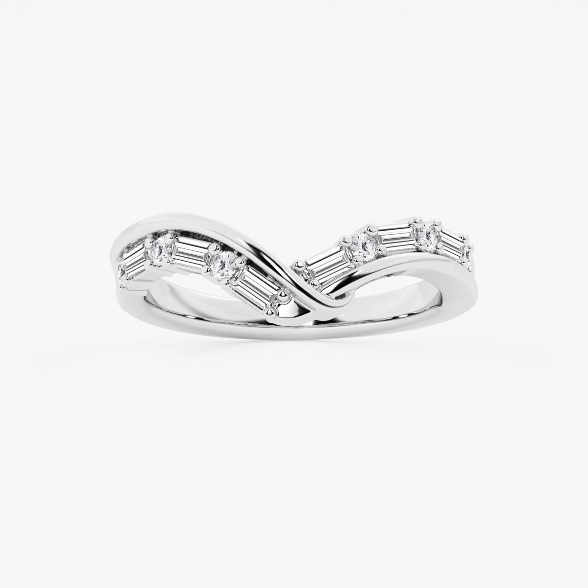 5/8 ctw Round and Baguette Lab Grown Diamond Chevron Fashion Band