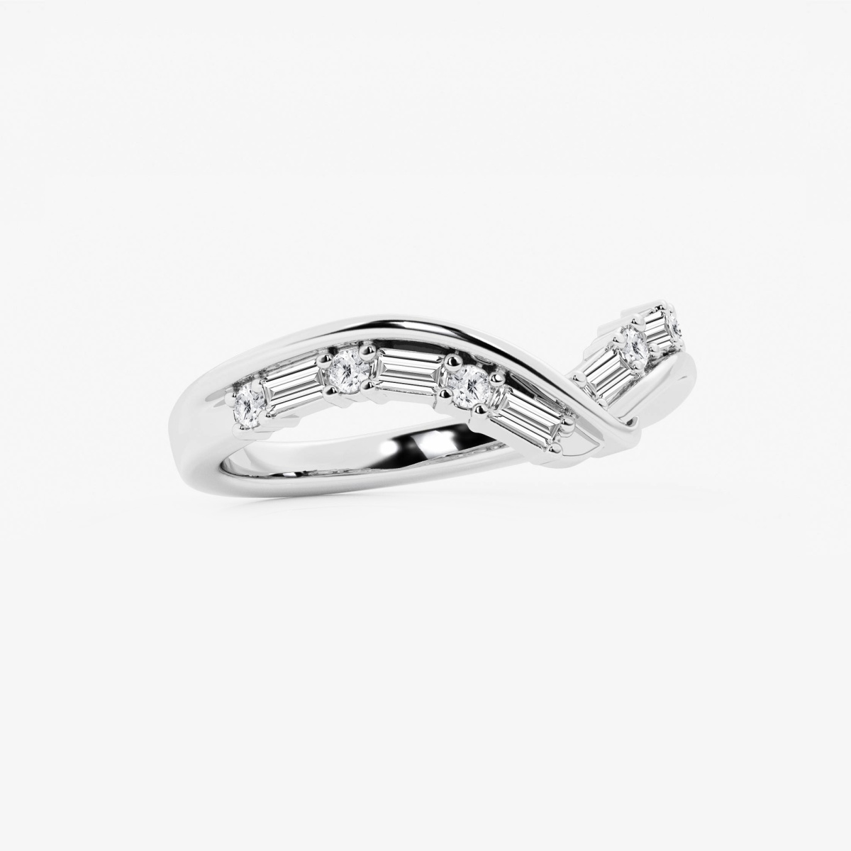 Additional Image 1 for  5/8 ctw Round and Baguette Lab Grown Diamond Chevron Fashion Band