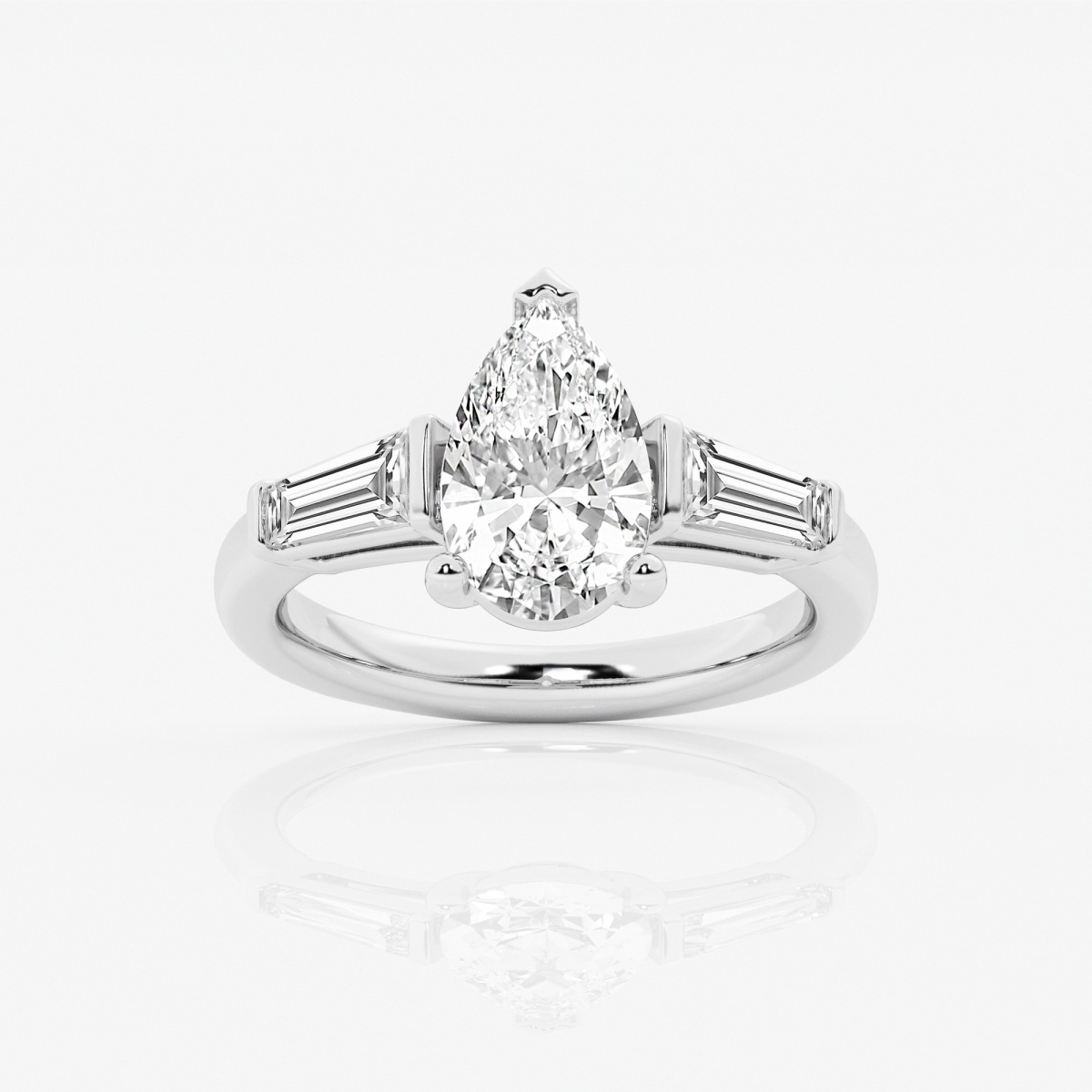 3 ctw Pear Lab Grown Diamond Luxe Engagement Ring with Tapered Baguette Side Accents