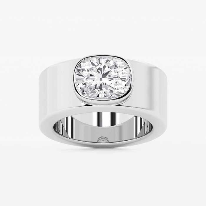 2 1/2 ctw Elongated Cushion Lab Grown Diamond East West Bezel Set Wide Fashion Band