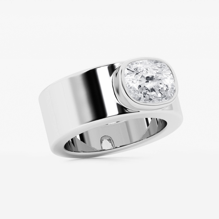 2 1/2 ctw Elongated Cushion Lab Grown Diamond East West Bezel Set Wide Fashion Band