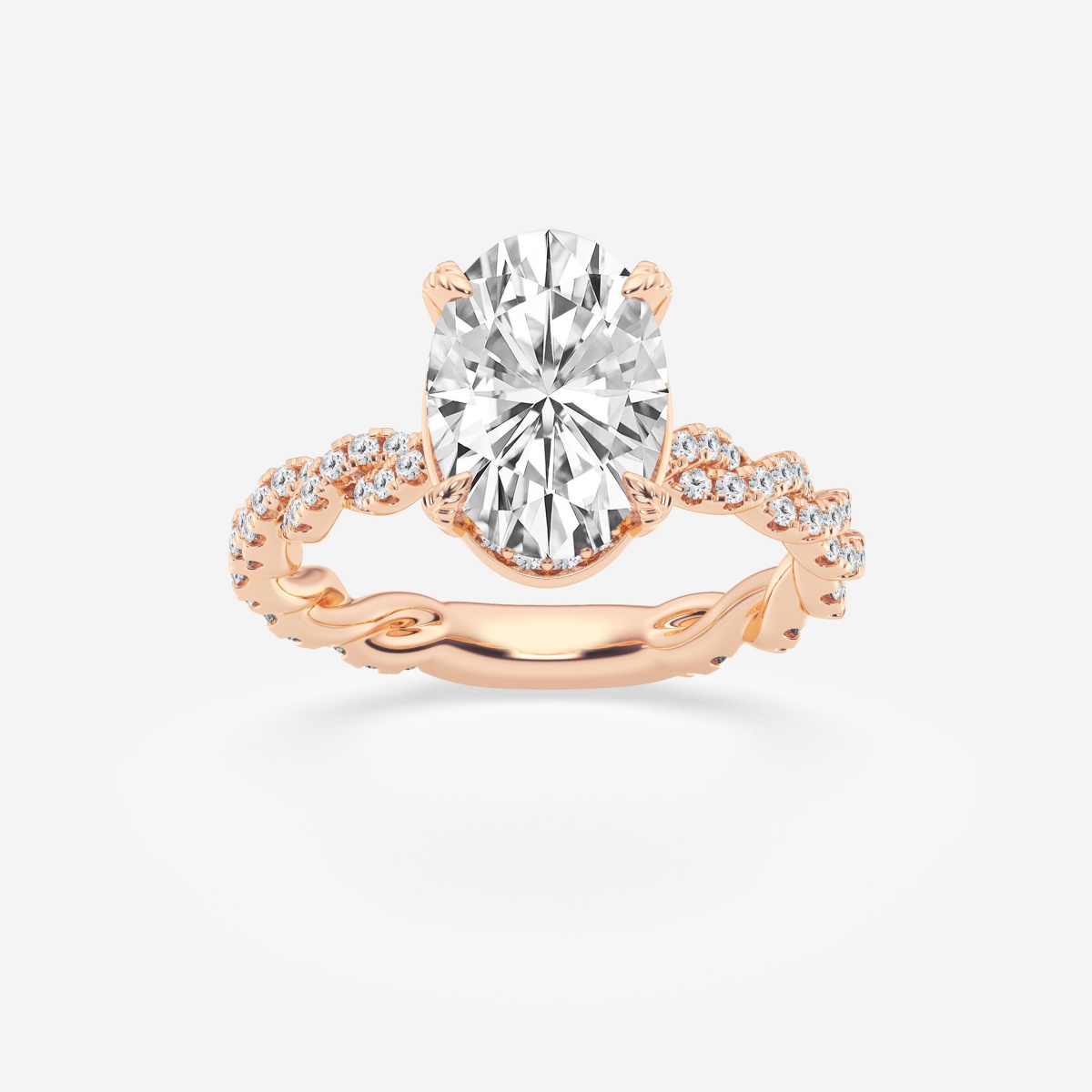 3 2/5 ctw Oval Lab Grown Diamond  Hidden Halo Engagement Ring