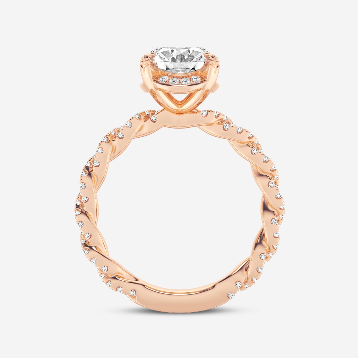 Additional Image 1 for  3 2/5 ctw Oval Lab Grown Diamond  Hidden Halo Engagement Ring