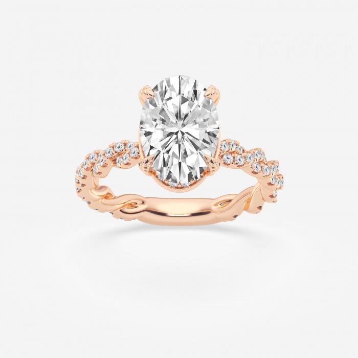 3 2/5 ctw Oval Lab Grown Diamond  Hidden Halo Engagement Ring