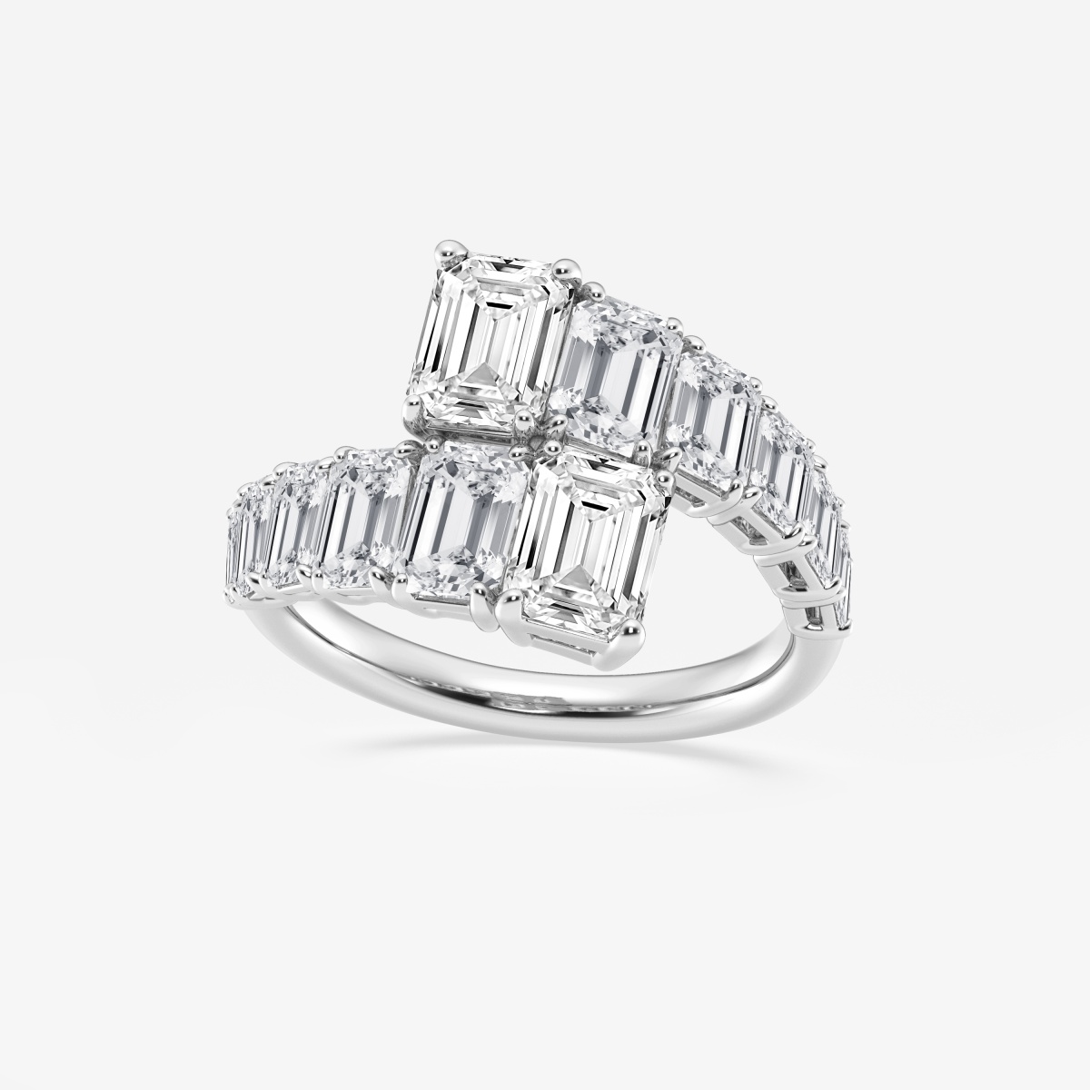 4 ctw Emerald Lab Grown Diamond Graduated Bypass Fashion Ring