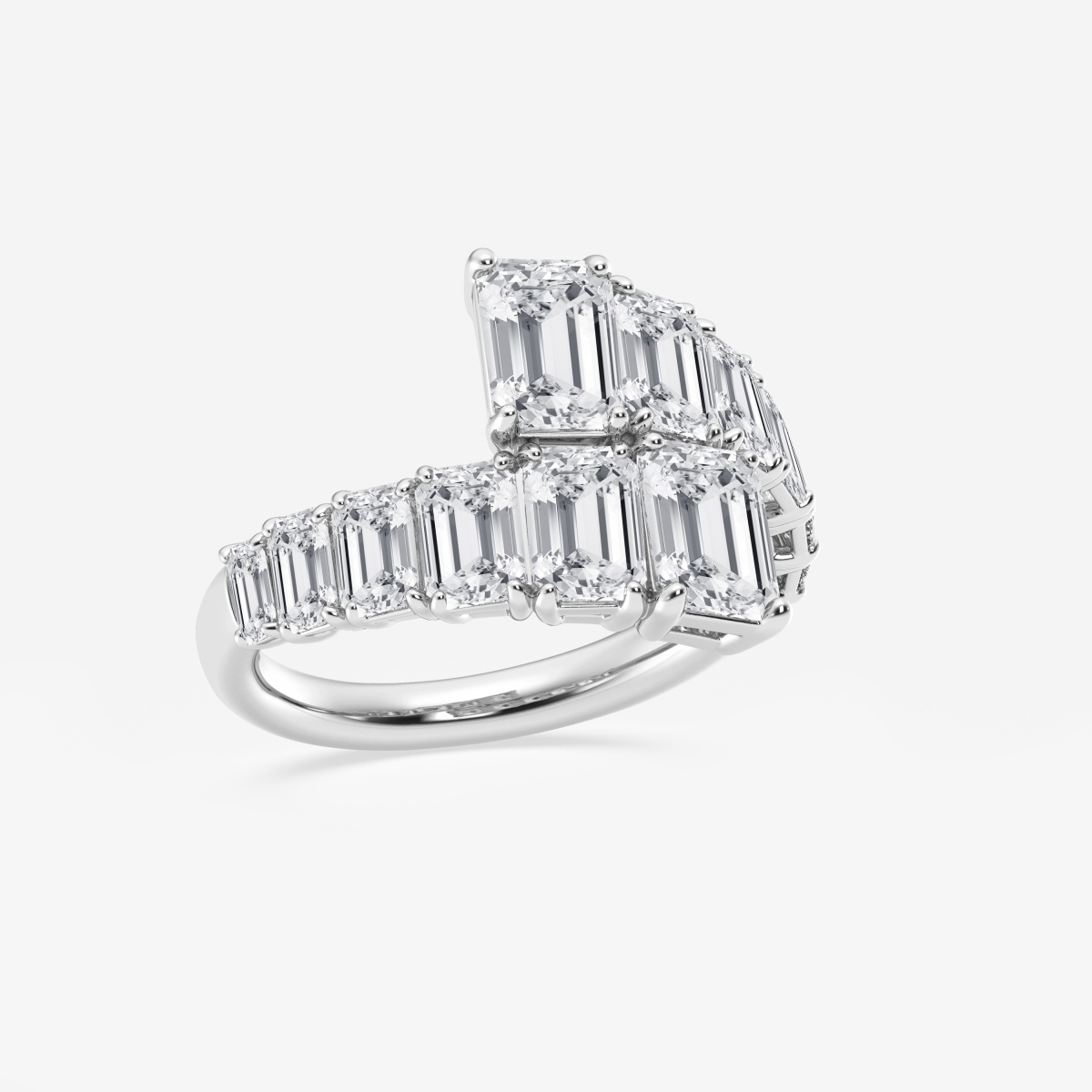 Additional Image 1 for  4 ctw Emerald Lab Grown Diamond Graduated Bypass Fashion Ring