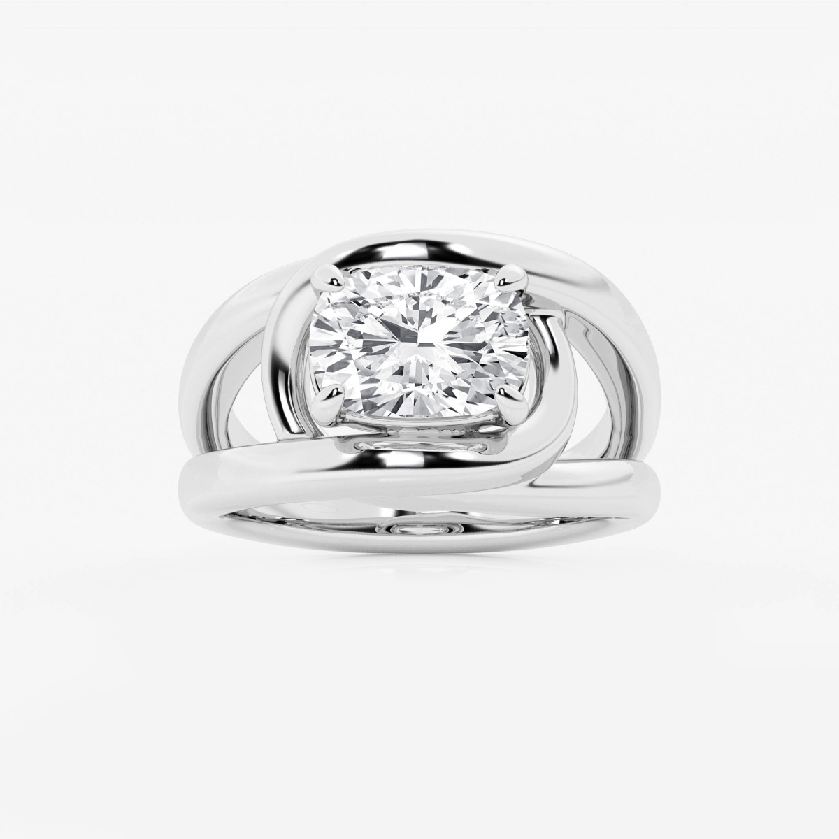 3 ctw Curve Vine Elongated Cushion Solitaire Ring