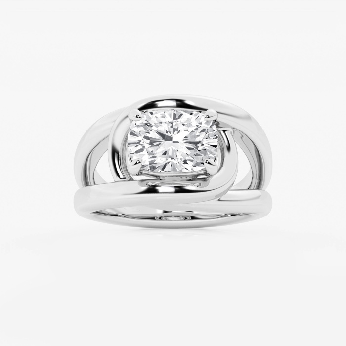 3 ctw Curve Vine Elongated Cushion Solitaire Ring