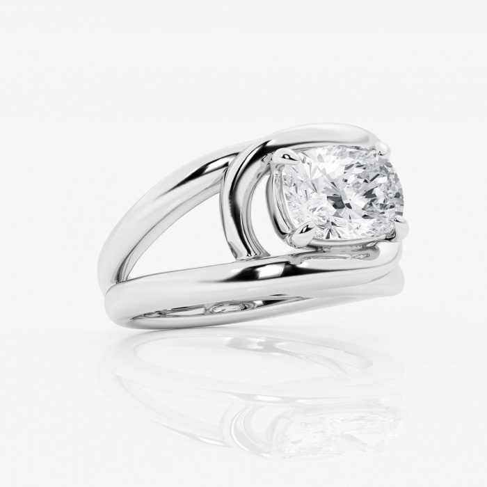 3 ctw Curve Vine Elongated Cushion Solitaire Ring