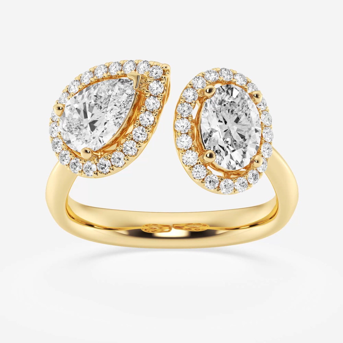 1 3/4 ctw Pear and Oval Lab Grown Diamond Halo Fashion Ring