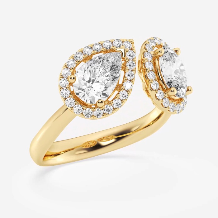 1 3/4 ctw Pear and Oval Lab Grown Diamond Halo Fashion Ring