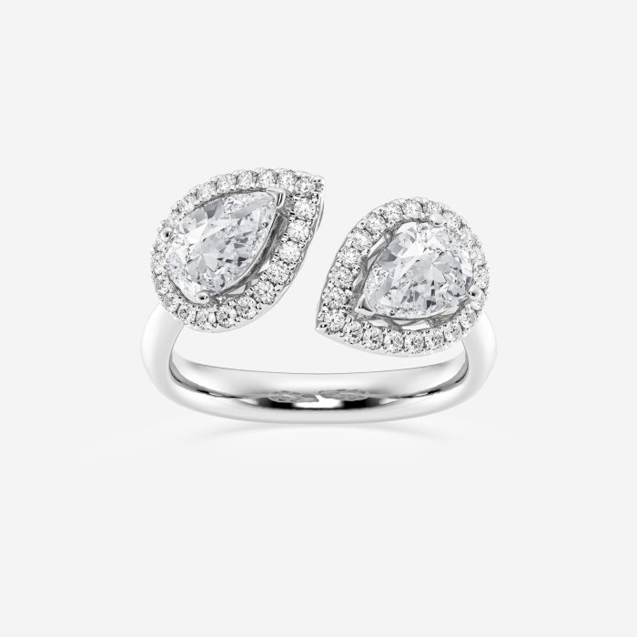 1 3/4 ctw Pear and Round Lab Grown Diamond Halo Fashion Ring