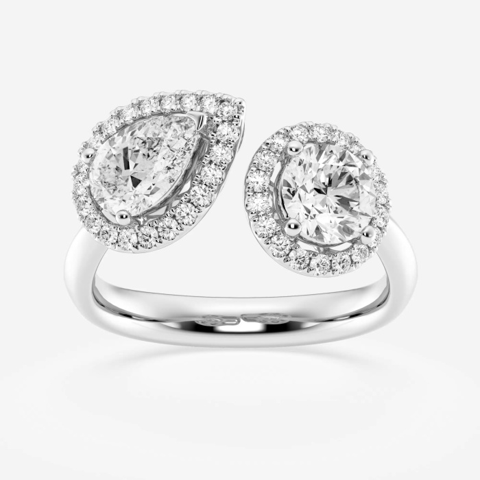 1 3/4 ctw Pear and Round Lab Grown Diamond Halo Fashion Ring